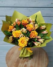 Букет цветов из:  Альстромерии и Розы #REPLACE_PRED# Белом Яре Республики Хакасия