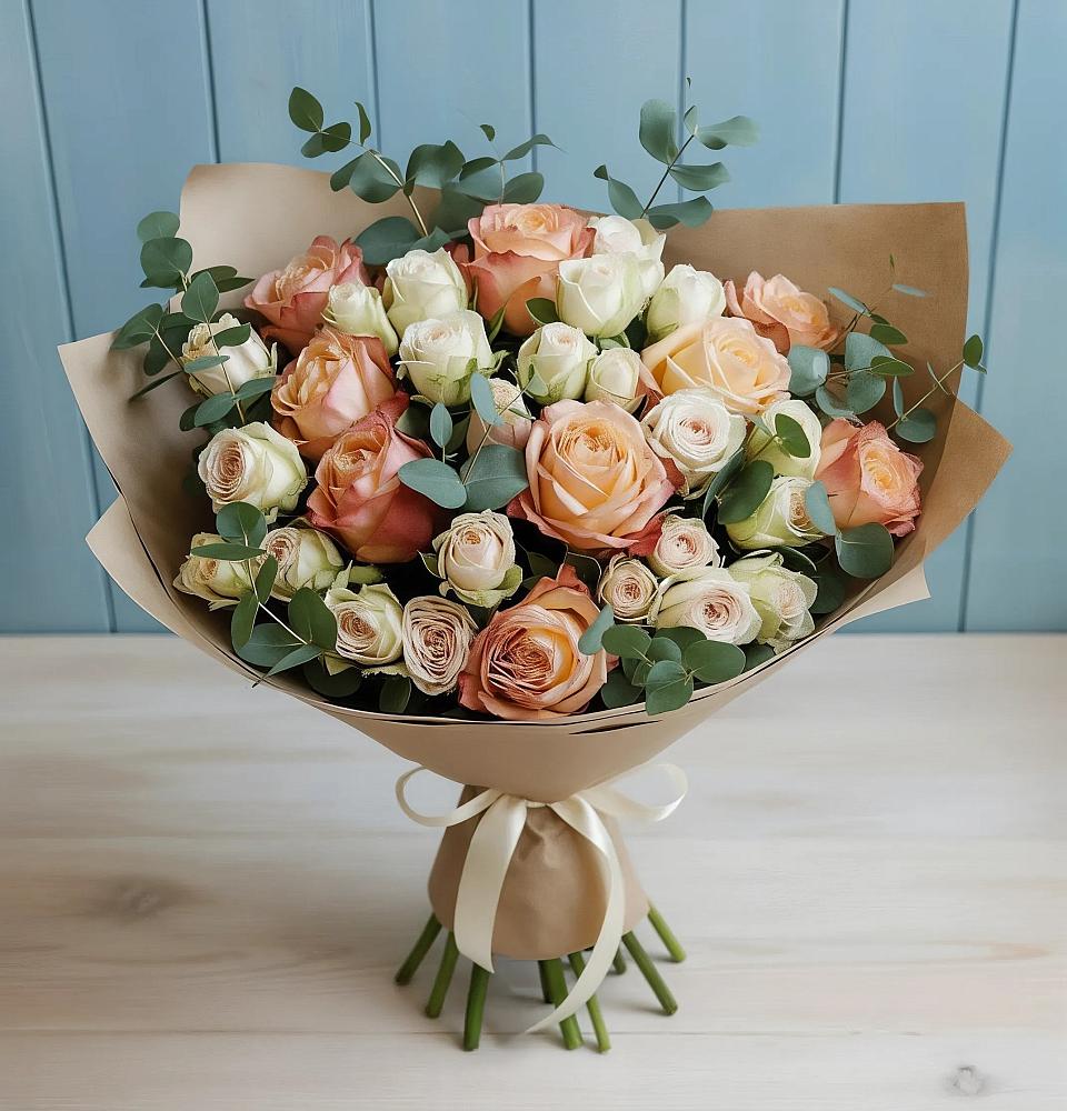 Букет цветов из: Альстромерии и Розы в Белом Яре Республики Хакасия