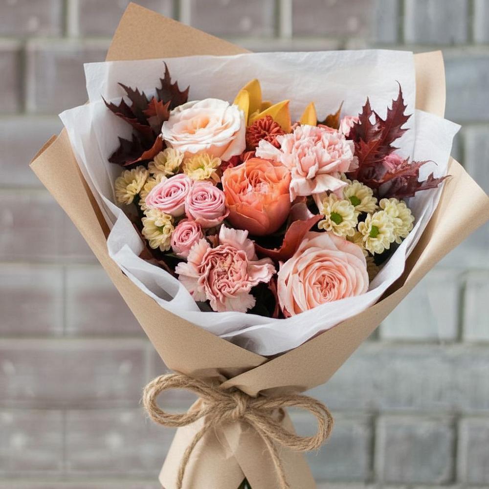 Букет цветов из: Гвоздики, Хризантемы и Розы в Белом Яре Республики Хакасия