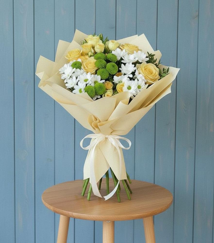 Букет цветов из: Хризантемы и Розы в Белом Яре Республики Хакасия