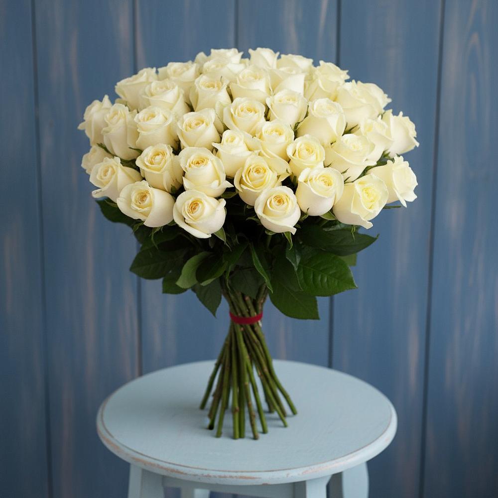 Букет 51 Белая роза Эдлесс Лав в Белом Яре Республики Хакасия