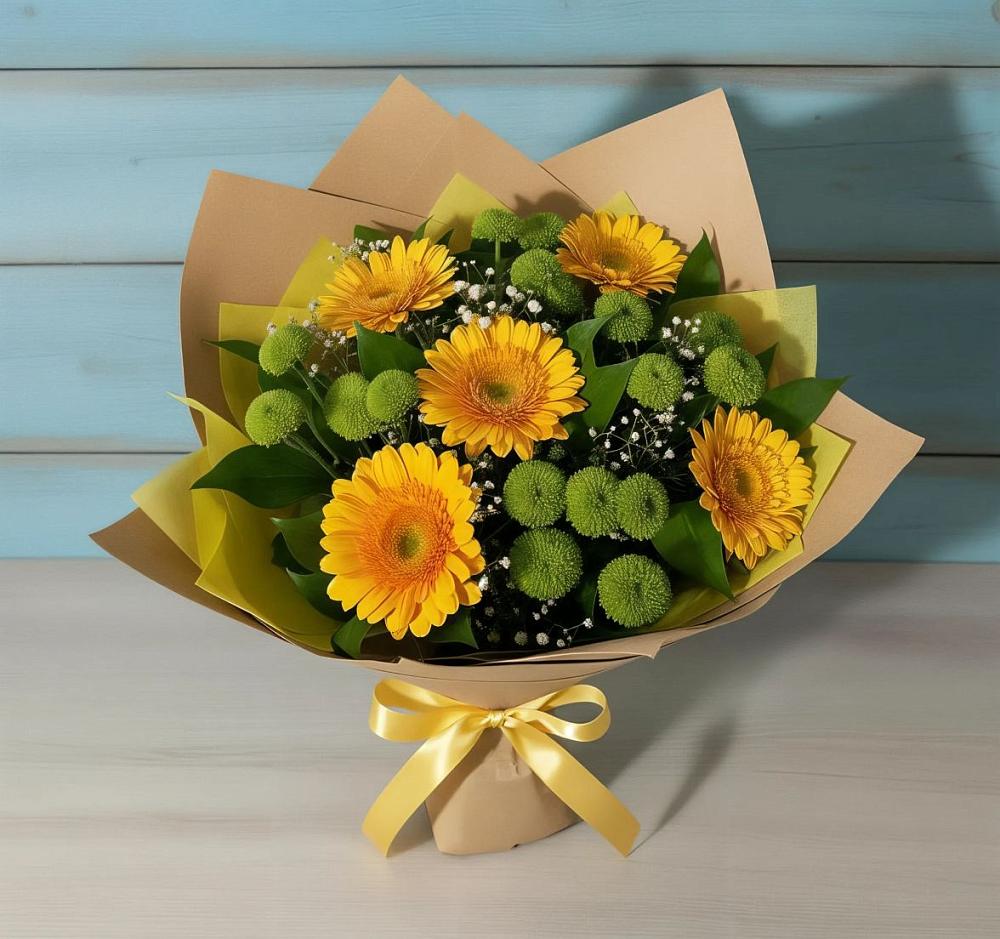 Букет цветов из: Герберы и Хризантемы в Белом Яре Республики Хакасия