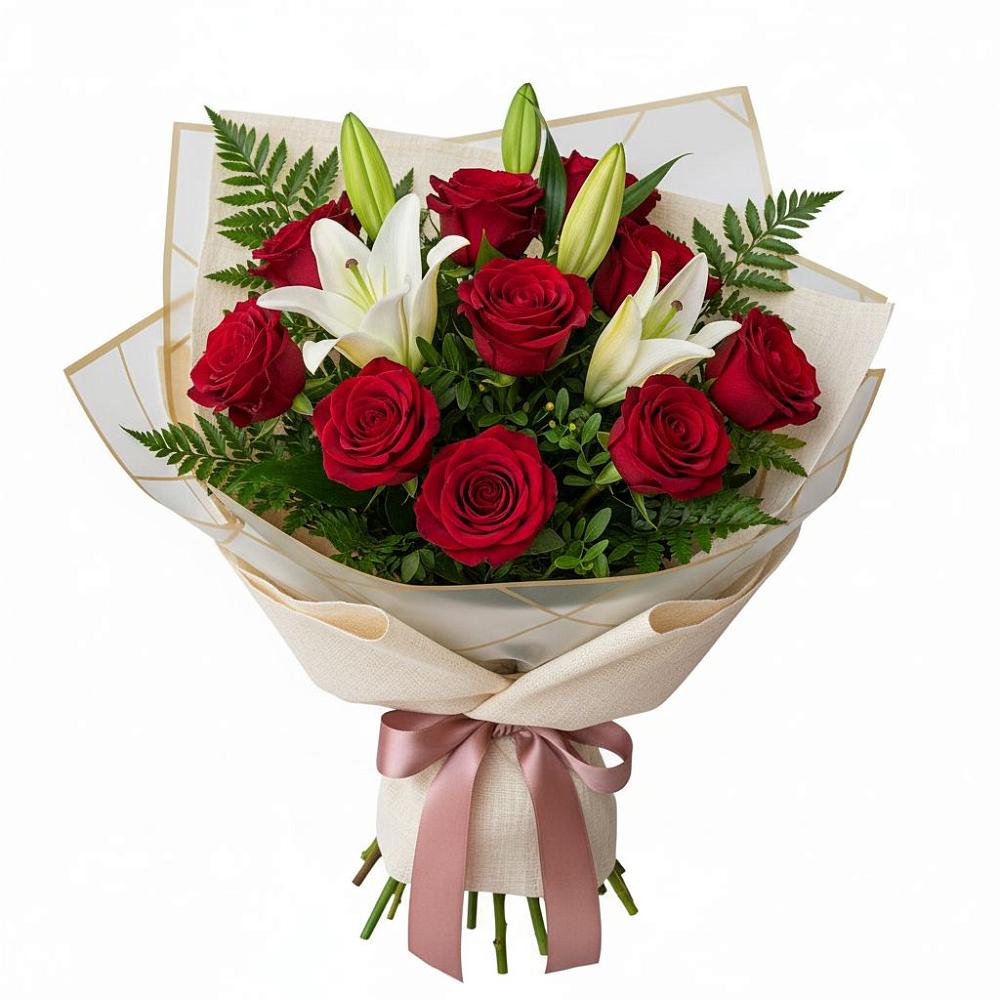 Букет цветов из: Лилии и Розы в Белом Яре Республики Хакасия