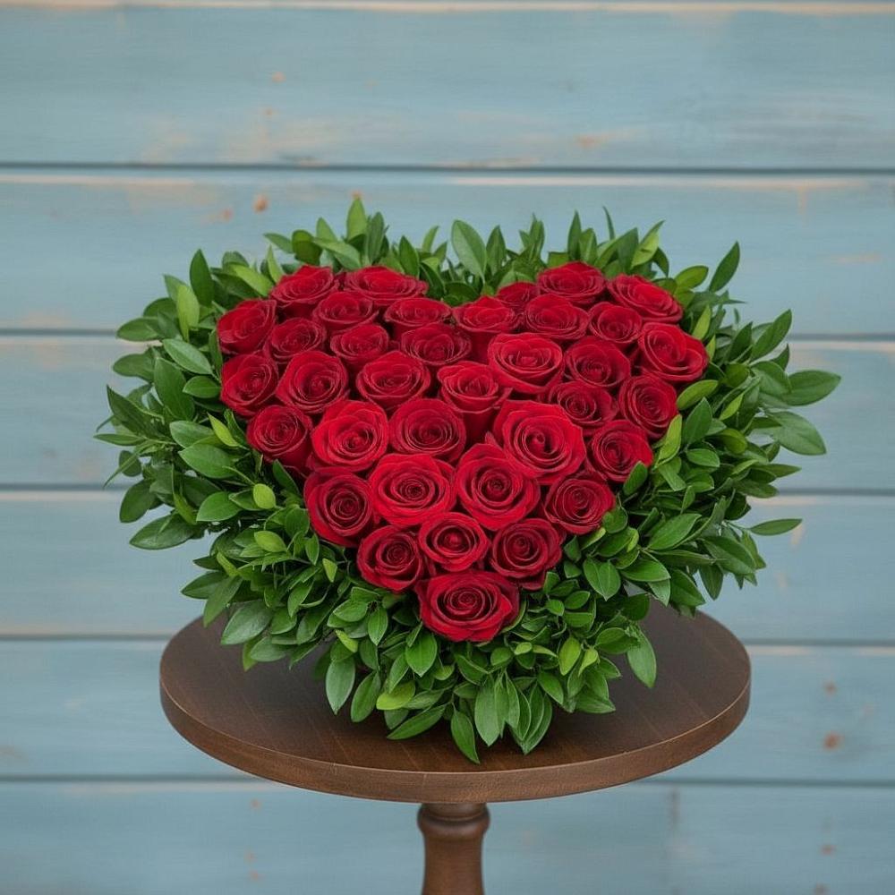 Цветочная композиция из Розы в виде сердца в Белом Яре Республики Хакасия