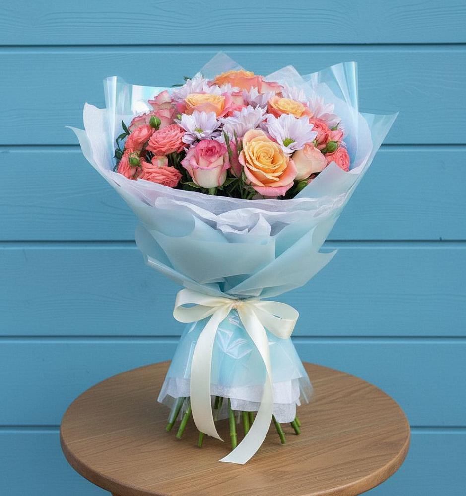 Букет цветов из: Хризантемы и Розы в Белом Яре Республики Хакасия