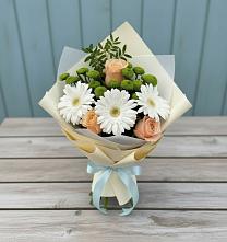 Букет цветов из:  Герберы, Розы и Хризантемы #REPLACE_PRED# Белом Яре Республики Хакасия