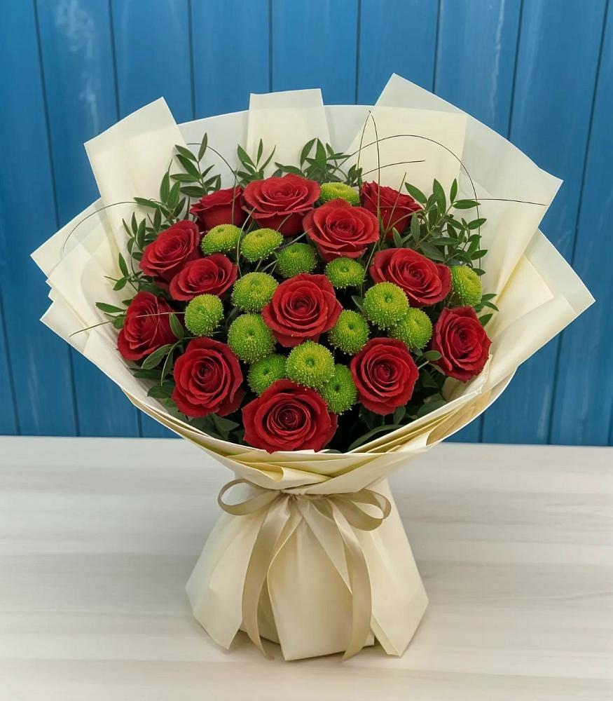 Букет цветов из: Розы и Хризантемы в Белом Яре Республики Хакасия